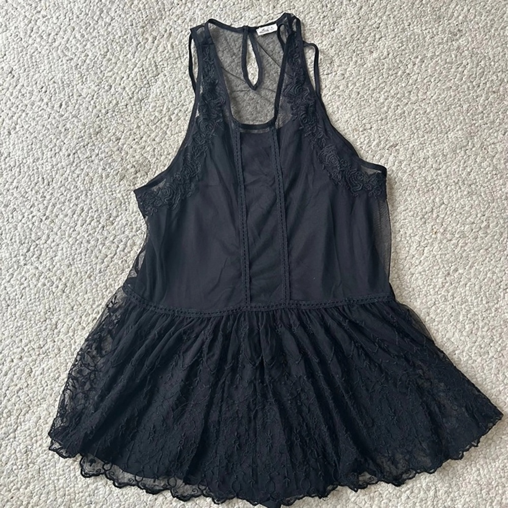 Hollister sheer black tank top tunic with cami women size